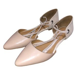 Coach Womens Roy Beachwood Leather & Suede Pointed Toe Ankle Strap Flats